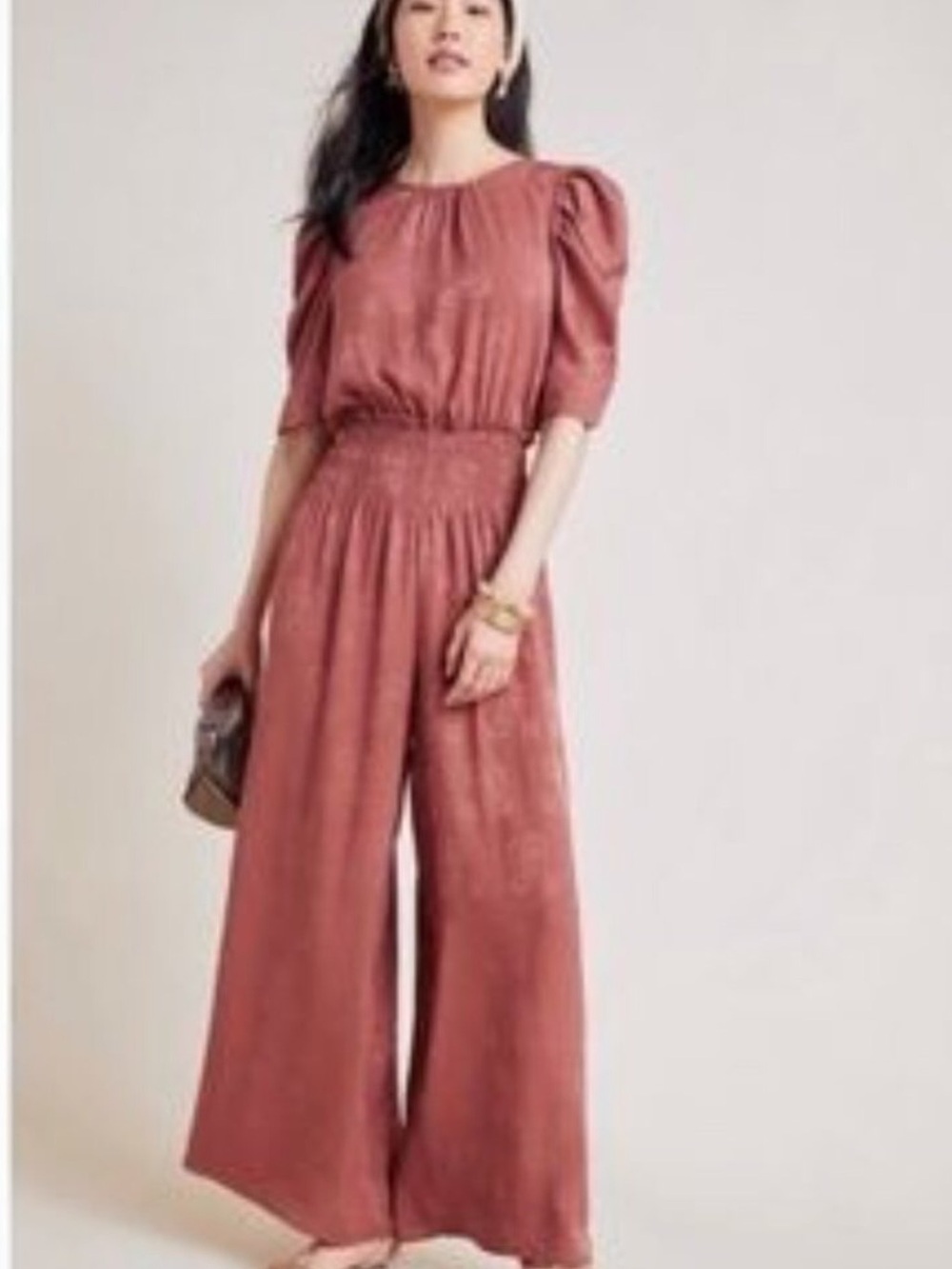 Anthropologie Currant Air Castile Mauve Wide Leg Jumpsuit New M